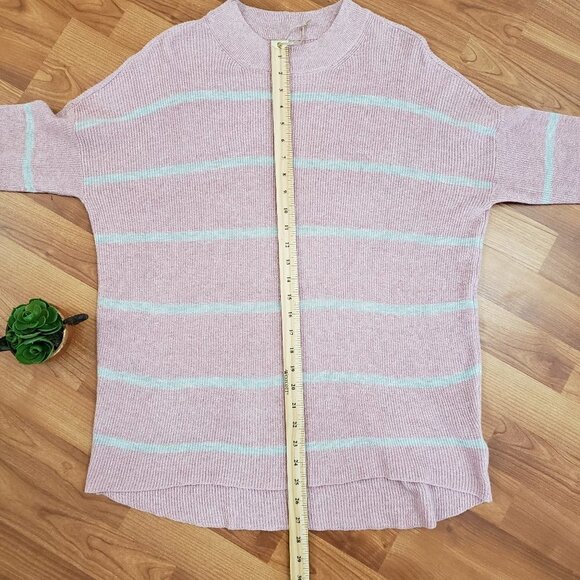 American Eagle Outfitters Oversized Jegging Fit Stripe Sweater Sz S Pink Grey - Picture 9 of 10